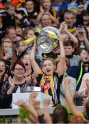 11 September 2016; Michelle Quilty of Kilkenny lifting the the O'Duffy Cup after the Liberty Insurance All-Ireland Senior Camogie Championship Final match between Cork and Kilkenny at Croke Park in Dublin. Photo by Eóin Noonan/Sportsfile