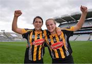 11 September 2016; Kilkenny's Miriam Walsh, left, and Edwina Keane celebrate after the Liberty Insurance All-Ireland Senior Camogie Championship Final match between Cork and Kilkenny at Croke Park in Dublin. Photo by Piaras Ó Mídheach/Sportsfile