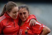 11 September 2016; Amy O'Connor, right, of Cork is consolled by team mate Amy Lee after the Liberty Insurance All-Ireland Senior Camogie Championship Final match between Cork and Kilkenny at Croke Park in Dublin. Photo by Eóin Noonan/Sportsfile