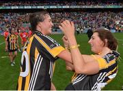 11 September 2016; Denise Gaule of Kilkenny, left is congratulatedf by team mate Sarah Crowley after the Liberty Insurance All-Ireland Senior Camogie Championship Final match between Cork and Kilkenny at Croke Park in Dublin. Photo by Eóin Noonan/Sportsfile