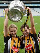 11 September 2016; Kilkenny players Michelle Quilty, left and Jacqui Frisby, right with the the O'Duffy Cup after the Liberty Insurance All-Ireland Senior Camogie Championship Final match between Cork and Kilkenny at Croke Park in Dublin. Photo by Eóin Noonan/Sportsfile