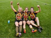 11 September 2016; Kilkenny's, from left, Edwina Keane, Katie Power and Denise Gaule celebrate after the Liberty Insurance All-Ireland Senior Camogie Championship Final match between Cork and Kilkenny at Croke Park in Dublin. Photo by Piaras Ó Mídheach/Sportsfile