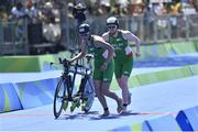 11 September 2016; Catherine Walsh of Ireland, along with her pilot Fran Meehan, in action during the Women's Triathlon PT5 at Fort Copacabana during the Rio 2016 Paralympic Games in Rio de Janeiro, Brazil. Photo by Luc Percival/Sportsfile
