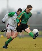 12 January 2011; Paul Mannion, St. Benildus Colege, in action against Brian Slevin, Colaiste Mhuire Mullingar. Leinster Colleges Senior Football A Championship, Round 1, Colaiste Mhuire Mullingar v St. Benildus Colege, St. Loman's GAA Club, Lakepoint Park, Mullingar, Co. Westmeath. Picture credit: Barry Cregg / SPORTSFILE