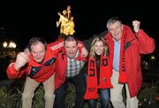 15 January 2011; Munster supporters from left to right, Kevin Conroy, from Doon, Co. Limerick, Gerard Keating, from Pallaskenry, Co. Limerick, Elaine Kelly, from Raheen, Limerick and Denis Corkery, from Nenagh, Co. Tipperary, in Toulon ahead of their side's  Heineken Cup, Pool 3, Round 5, game against Toulon on Sunday. Toulon, France. Picture credit: Diarmuid Greene / SPORTSFILE