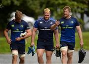 12 September 2016; Jordi Murphy, left, Jack McGrath, centre, and Jamie Heaslip, right, of Leinster arrive ahead of Leinster Rugby Squad Training in Belfield, Dublin.  Photo by Seb Daly/Sportsfile