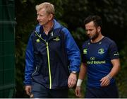 12 September 2016; Leinster head coach Leo Cullen, left, and Jamison Gibson-Park, right, arrive ahead of Leinster Rugby Squad Training in Belfield, Dublin.  Photo by Seb Daly/Sportsfile