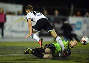 12 September 2016; Dane Massey of Dundalk has his shot blocked by Ciaran Gallagher of Finn Harps during the SSE Airtricity League Premier Division match between Dundalk and Finn Harps at Oriel Park in Dundalk. Photo by Oliver McVeigh/Sportsfile