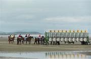 13 September 2016; The runners and riders before the start of the At The Races Handicap during the Laytown Races in Laytown, Co Meath. Photo by David Maher/Sportsfile