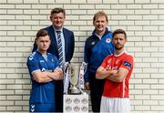 13 September 2016; In attendance at the EA Sports Cup Media Day are, from left, Sean Russell of Limerick FC, Limerick FC manager Martin Russell, St Patrick's Athletic manager Liam Buckley and Ger O'Brien of St Patrick's Athletic. The EA Sports Cup Final will be held at Limerick's Markets Field on Saturday, September 17th with kick-off at 5.30pm. FAI HQ in Abbotstown, Dublin.  Photo by Sam Barnes/Sportsfile