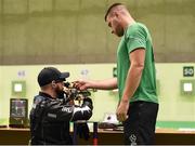 13 September 2016; Phillip Eaglesham of Ireland along with his support staff/loader Ryan Morris in action during the Mixed 10m Air Rifle Prone SH2 Qualifier at the Olympic Shooting Centre during the Rio 2016 Paralympic Games in Rio de Janeiro, Brazil. Photo by Diarmuid Greene/Sportsfile