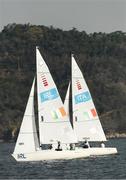 13 September 2016; The Ireland and Italy boats during the 3-Person Keelboat (Sonar) race at the Marina da Glória during the Rio 2016 Paralympic Games in Rio de Janeiro, Brazil. Photo by Sportsfile