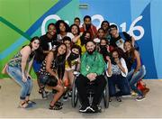 13 September 2016; Phillip Eaglesham of Ireland, with local supporters of #PhilsBeard, after he competed in the Mixed 10m Air Rifle Prone SH2 Qualifier at the Olympic Shooting Centre during the Rio 2016 Paralympic Games in Rio de Janeiro, Brazil. Photo by Diarmuid Greene/Sportsfile