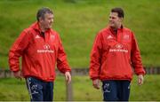 14 September 2016; Munster head coach Anthony Foley, left, and director of rugby Rassie Erasmus during squad training at the University of Limerick in Limerick. Photo by Seb Daly/Sportsfile