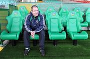 16 January 2011; Limerick manager Maurice Horan enjoys the comfort of the new team seats before the start of the match. McGrath Cup Quarter-Final, Limerick v Cork, Gaelic Grounds, Limerick. Picture credit: Brian Lawless / SPORTSFILE