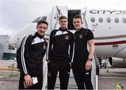 14 September 2016; Dundalk FC players, from left, Ronan Finn, Sean Gannon and Michael O'Connor pictured at Dublin Airport prior to their departure for their UEFA Europa League Group D Round 1 match against AZ Alkmaar. Photo by David Maher/Sportsfile