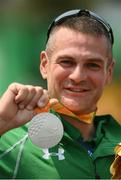 14 September 2016; Colin Lynch of Ireland with his silver medal after the Men's Time Trial C2 at the Pontal Cycling Road during the Rio 2016 Paralympic Games in Rio de Janeiro, Brazil. Photo by Diarmuid Greene/Sportsfile