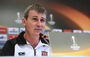 14 September 2016; Dundalk manager Stephen Kenny during a press conference at the AZ Stadion in Alkmaar, Netherlands. Photo by David Maher/Sportsfile