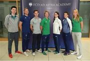 14 September 2016; Ireland Olympians, from left, Mark English, Arthur Lanigan O'Keeffe, Paul O'Donovan, Kirk Shimmins, Ciara Mageean, Ciara Everard and Claire Lambe pictured as the UCD Ad Astra Sports Academy Welcomes Home their Olympians. UCD, Belfield, Dublin. Photo by Cody Glenn/Sportsfile