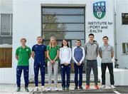 14 September 2016; Ireland Olympic athletes, from left, Kirk Shimmins, Arthur Lanigan O'Keeffe, Claire Lambe, Ciara Mageean, Ciara Everard, Mark English and Paul O'Donovan pictured outside the UCD Institute for Sport and Health as the UCD Ad Astra Sports Academy Welcomes Home their Olympians. UCD, Belfield, Dublin. Photo by Cody Glenn/Sportsfile