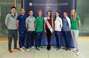 14 September 2016; Waterford Rose Jenny Walsh, centre, pictured with Ireland Olympians, from left, Mark English, Arthur Lanigan O'Keeffe, Paul O'Donovan, Kirk Shimmins, Ciara Mageean, Ciara Everard and Claire Lambe as the UCD Ad Astra Sports Academy Welcomes Home their Olympians. UCD, Belfield, Dublin. Photo by Cody Glenn/Sportsfile