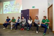 14 September 2016; Ireland Olympic athlete Mark English and fellow Olympians with UCD roots take part in a Q&A as the UCD Ad Astra Sports Academy Welcomes Home their Olympians. UCD, Belfield, Dublin. Photo by Cody Glenn/Sportsfile