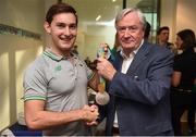 14 September 2016; Peter Gleeson with Ireland Olympic silver medalist rower Paul O'Donovan as the UCD Ad Astra Sports Academy Welcomes Home their Olympians. UCD, Belfield, Dublin. Photo by Cody Glenn/Sportsfile