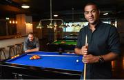 15 September 2016; Buskers On The Ball, Dublin’s one of a kind social interactive sports bar and entertainment venue officially launched in Dublin last night. Former Irish soccer legends Jason McAteer and Phil Babb, right, cut the ribbon and welcomed guests into Dublin’s newest interactive sports bar. Pictured is Phil Babb at the Temple Bar Hotel in Dublin. Photo by Matt Browne/Sportsfile