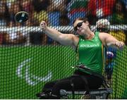 15 September 2016; Orla Barry of Ireland in action during the Women's Discus F57 Final at the Olympic Stadium during the Rio 2016 Paralympic Games in Rio de Janeiro, Brazil. Photo by Diarmuid Greene/Sportsfile