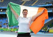 15 September 2016; Orla Barry of Ireland celebrates after winning silver in the Women's Discus F57 Final at the Olympic Stadium during the Rio 2016 Paralympic Games in Rio de Janeiro, Brazil. Photo by Diarmuid Greene/Sportsfile