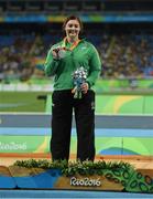 15 September 2016; Orla Barry of Ireland with her silver medal during the medal ceremony of the Women's Discus F57 Final at the Olympic Stadium during the Rio 2016 Paralympic Games in Rio de Janeiro, Brazil. Photo by Diarmuid Greene/Sportsfile