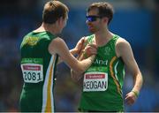 15 September 2016; Paul Keogan of Ireland with Charl Du Toit of South Africa before Men's 400m T37 heat at Olympic Stadium during the Rio 2016 Paralympic Games in Rio de Janeiro, Brazil. Photo by Diarmuid Greene/Sportsfile