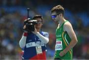 15 September 2016; Paul Keogan of Ireland leaves the track after being disqualified from his Men's 400m T37 heat at after a false start at the Olympic Stadium during the Rio 2016 Paralympic Games in Rio de Janeiro, Brazil. Photo by Diarmuid Greene/Sportsfile