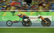 15 September 2016; Tatyana McFadden of USA, left, and Madison De Rozario of Australia in action during the Women's 5000m T54 Final at Olympic Stadium during the Rio 2016 Paralympic Games in Rio de Janeiro, Brazil. Photo by Diarmuid Greene/Sportsfile