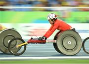 15 September 2016; Lihong Zou of China in action during the Women's 5000m T54 Final at Olympic Stadium during the Rio 2016 Paralympic Games in Rio de Janeiro, Brazil. Photo by Diarmuid Greene/Sportsfile