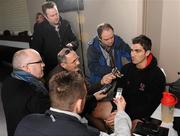 18 January 2010; Ulster's Ruan Pienaar during a press conference ahead of their Heineken Cup, Pool 4, Round 6, match against Aironi Rugby on Saturday. Ulster Rugby press conference, Newforge Training Ground, Belfast, Co. Antrim. Picture credit: Oliver McVeigh / SPORTSFILE