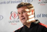 18 January 2010; Ulster assistant coach Jeremy Davidson during a press conference ahead of their Heineken Cup, Pool 4, Round 6, match against Aironi Rugby on Saturday. Ulster Rugby press conference, Newforge Training Ground, Belfast, Co. Antrim. Picture credit: Oliver McVeigh / SPORTSFILE