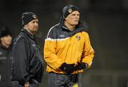 19 January 2011; Antrim manager Liam Bradley and his assistant manager Niall Conway during the game. Barrett Sports Lighting Dr. McKenna Cup, Section C, Antrim v Down, Casement Park, Belfast, Co. Antrim. Picture credit: Oliver McVeigh / SPORTSFILE