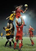21 January 2011; Billy Holland, Munster A, wins possession in the line-out ahead of James Inglis, Esher RFC. British & Irish Cup, Munster A v Esher RFC, Garryowen FC, Dooradoyle, Limerick. Picture credit: Diarmuid Greene / SPORTSFILE