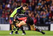16 September 2016; Mike McCarthy of Leinster is tackled by Hamish Watson of Edinburgh during the Guinness PRO12 Round 3 match between Edinburgh and Leinster at BT Murrayfield Stadium in Edinburgh, Scotland. Photo by Ramsey Cardy/Sportsfile