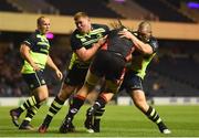 16 September 2016; Ben Toolis of Edinburgh is tackled by Tadhg Furlong, left, and Cian Healy of Leinster during the Guinness PRO12 Round 3 match between Edinburgh and Leinster at BT Murrayfield Stadium in Edinburgh, Scotland. Photo by Ramsey Cardy/Sportsfile