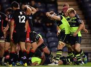 16 September 2016; Leinster players including Jamie Heaslip celebrate their side's fifth try of the game during the Guinness PRO12 Round 3 match between Edinburgh and Leinster at BT Murrayfield Stadium in Edinburgh, Scotland. Photo by Ramsey Cardy/Sportsfile