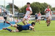 17 September 2016; Dan Egan of Leinster scoring his sides fourth try during the U18 Clubs Interprovincial Series Round 3 match between Leinster and Ulster at Donnybrook Stadium in Dublin. Photo by Eóin Noonan/Sportsfile