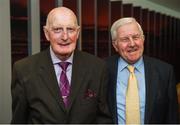 17 September 2016; Former Dublin footballers, who were team-mates on the 1958 All-Ireland winning team, Jim Crowley, left, in conversation with Jimmy Joyce at the GPA Former Players Event in Croke Park. Over 450 former county footballers and hurlers gathered at the annual lunch which is now in its fourth year. The event featured GPA Lifetime Achievement Awards for Mayo football hero of the 1950s Paddy Prendergast and Cork dual legend, Ray Cummins at Croke Park, Dublin.  Photo by Cody Glenn/Sportsfile