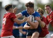 17 September 2016; Peter Sullivan of Leinster is tackled by Joe Murphy of Munster during the U19 Interprovincial Series Round 3 match between Leinster and Munster at Old Belvedere RFC, Dublin.  Photo by Eóin Noonan/Sportsfile