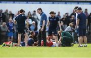 17 September 2016; Munster captain Conor O'Flynn is assessed on the pitch by medical staff after sustaining a head injury during the U19 Interprovincial Series Round 3 match between Leinster and Munster at Old Belvedere RFC in Dublin. Photo by Eóin Noonan/Sportsfile