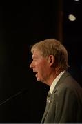 17 September 2016; Mícheál Ó Muircheartaigh speaks at the GPA Former Players Event in Croke Park. Over 450 former county footballers and hurlers gathered at the annual lunch which is now in its fourth year. The event featured GPA Lifetime Achievement Awards for Mayo football hero of the 1950s Paddy Prendergast and Cork dual legend, Ray Cummins at Croke Park, Dublin.  Photo by Cody Glenn/Sportsfile