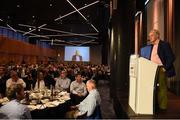 17 September 2016; Former Dublin footballer Tony Hanahoe speaks at the GPA Former Players Event in Croke Park. Over 450 former county footballers and hurlers gathered at the annual lunch which is now in its fourth year. The event featured GPA Lifetime Achievement Awards for Mayo football hero of the 1950s Paddy Prendergast and Cork dual legend, Ray Cummins at Croke Park, Dublin.  Photo by Cody Glenn/Sportsfile