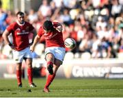 17 September 2016; Tyler Bleyendaal of Munster kicks a penalty during the Guinness PRO12 Round 3 match at Rodney Parade, Newport in Wales. Photo by Ben Evans/Sportsfile