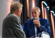 17 September 2016; Former Cork hurler and footballer Ray Commins with Mícheál Ó Muircheartaigh at the GPA Former Players Event in Croke Park. Over 450 former county footballers and hurlers gathered at the annual lunch which is now in its fourth year. The event featured GPA Lifetime Achievement Awards for Mayo football hero of the 1950s Paddy Prendergast and Cork dual legend, Ray Cummins at Croke Park, Dublin.  Photo by Matt Browne/Sportsfile